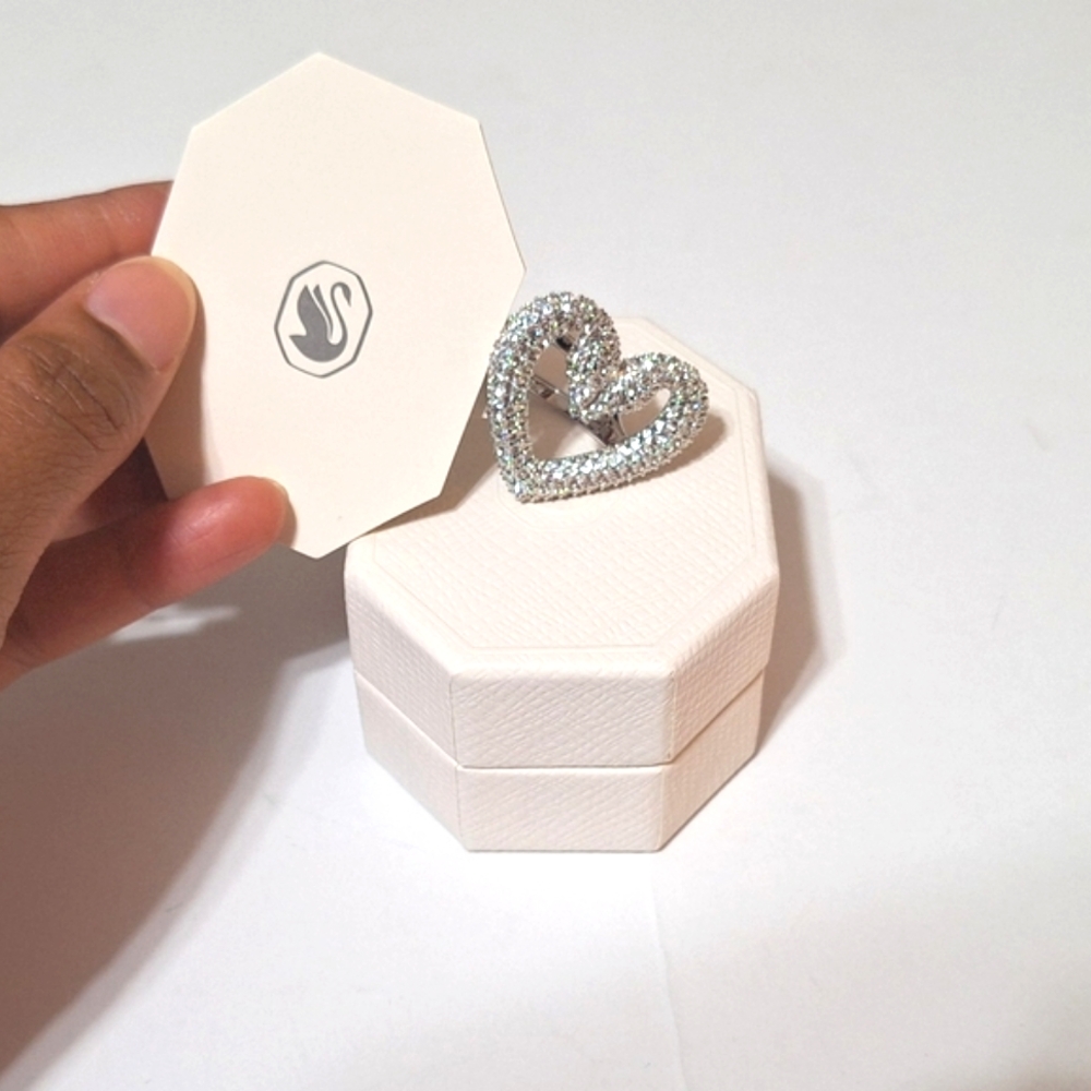Nib Authentic Swarovski "Una" Two Swan Heart Love… - image 3